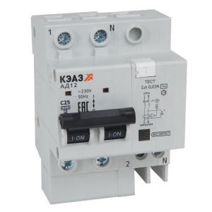 Выключатель автоматический АД12-22C16-АC-УХЛ4 дифференциального тока с защитой от сверхтоков (2P C16 30мА) 4.5кА 318369