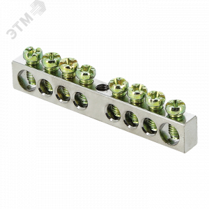 Шина PEN "ноль-земля" 6х9 8 отверст. цинк крепеж по центру PROxima sn1-63-08