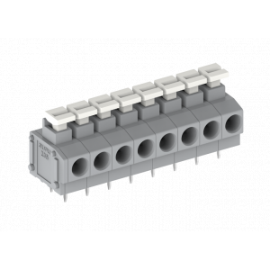 Клемма на плату 235224/010, Клемма, горизонтальный подвод кабеля, на плату, шаг: 5.0 мм, 24 полюса, фиксация провода Push-in, исполнение: два вывода на полюс, 320V, 17,5A, цвет: серый