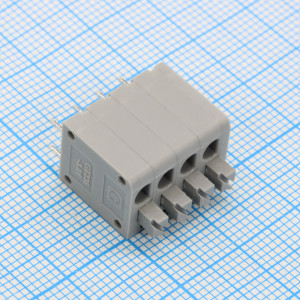 GT236-3.81-04P-11-00, Нажимной безвинтовой клеммный блок 4 контакта. Зажим типа торцевой контакт. Серия GT236-3.81