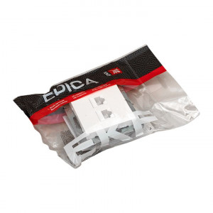 Механизм розетки RJ45 - 2шт, (cat5), белый Эпика EKF UP1-SOW-2RJ45-5