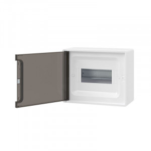 Щит 8 мод настенный, белый, с тонированной дверцей, с 1 шиной PEN на 8 отв. F08W1WD