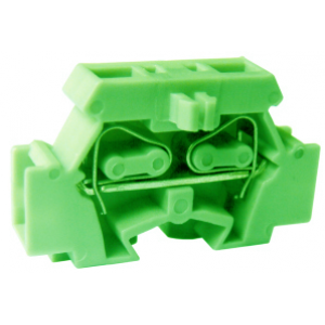 Проходная клемма (MINI) UJ2-2.5N(GN), Проходная клемма, MINI, боковой подвод кабеля, 2 точки подключения, тип фиксации провода: пружинный, номинальное сечение: 2,5 мм кв., 24A, 500V, ширина: 6 мм, цвет: зеленый, тип монтажа: в зависимости от торцевой крышки