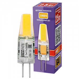 Лампа светодиодная LED 2.5вт G4 12B 200Lm теплый белый COB 2855749