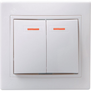 Выключатель 2-кл. СП Кварта 10А IP20 ВС10-2-1-КБ с индикацией бел. EVK21-K01-10-DM
