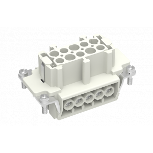 Розеточная контактная вставка SE-010-F, Розеточная контактная вставка, винтовая фиксация, 10 полюсов + PE, типоразмер 10B, 500V, 16A, сечение обслуживаемых проводников 0,14-2,5 мм кв, тип покрытия контактов: серебро