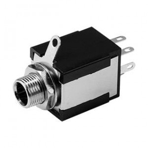 SJ-63023H, Телефонные разъемы audio jack, 6.35 mm, vertical, 3 conductor, panel, 0 switches, w/ nut