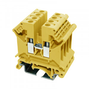 Проходная клемма JUT1-4-YL, Проходная клемма, тип фиксации провода: винтовой, номинальное сечение: 4 мм кв., 32A, 800V, ширина: 6,2 мм, цвет: желтый, тип монтажа: DIN35