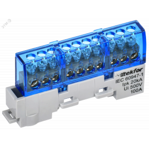 TEKFOR Шина N ноль изолированная на универсальном держателе 6х9-10-С IEK TF-NN10-10-KL-K07