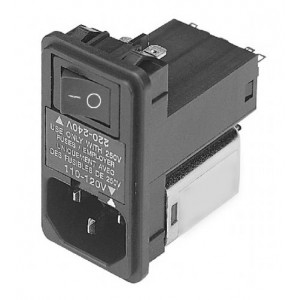 06NB3S, Модули подачи электропитания переменного тока IEC Filter, Compact, 115/250VAC, 6A, Snap-In Mounting, N/A-Lug, Single Fuse
