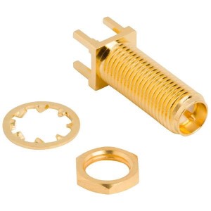 132291RP, РЧ соединители / Коаксиальные соединители SMA Str PCB Jk, Tho 50 Ohm, Blkhd, RP