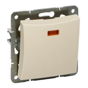 ДУЭТ Нажимная КНОПКА с подсветкой, сх.1а, 10АХ, механизм, БЕЖЕВЫЙ C3(4) WDE000217