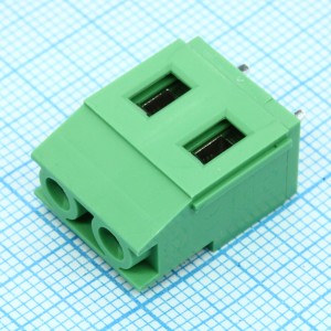 DG129-7.5-02P-14-00A(H), Винтовой клеммный блок c рельефной обоймой, 2 контакта шаг 7.5мм зеленый
