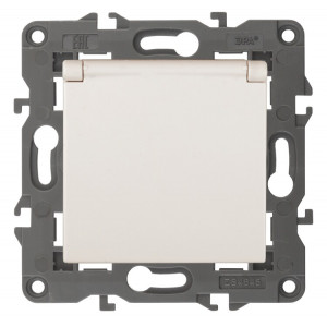 14-2103-02 Розетка 2P+E Schuko со шторками с крышкой, 16A-250В, IP20, Elegance, сл.кость (10 Б0034279