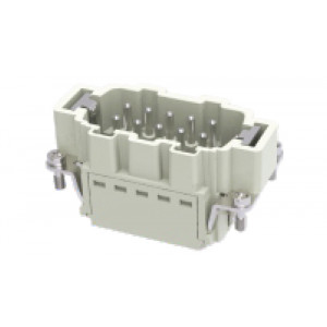Вилочная контактная вставка DE-010-MP, Вилочная контактная вставка, Push-in фиксация, 10 полюсов + PE, типоразмер 10B, 500V, 16A, сечение обслуживаемых проводников 0,5-2,5 мм кв, тип покрытия контактов: серебро