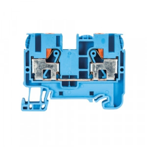 Проходная клемма WTP 6/10 BL, Проходная клемма, тип фиксации провода: Push-in, номинальное сечение: 6/10 мм кв., 57A, 1000V, ширина: 8 мм, цвет: синий, тип монтажа: DIN35