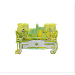 Заземляющая клемма JUT3-2.5PE, Заземляющая клемма, тип фиксации провода: пружинный, номинальное сечение: 2,5 мм кв., 800V, ширина: 5,2 мм, цвет: желто-зеленый, тип монтажа: DIN35