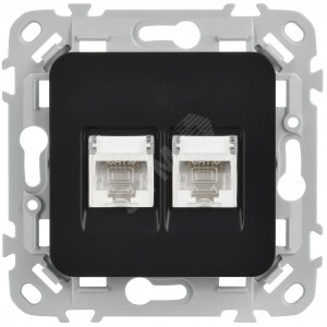 FLITE Розетка 2-местная компьютерная RJ45 категория 6 UTP РК6-2-0-ФлЧ черный IEK FI-K22-2-K02