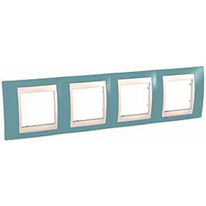 UNICA ХАМЕЛЕОН РАМКА 4-постовая, горизонтальная, БЕЖЕВЫЙ/ СИНИЙ C3(+) MGU6.008.573