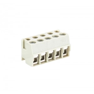 Клемма Wiecon 8142 / 5 OB, Клемма горизонтальный подвод кабеля, на плату, шаг: 5.0 мм, 5 полюсов, фиксация провода винтовая, исполнение: без маркировки, 200V, 8А, цвет: серый