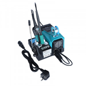 YIHUA982D-I PRO, Двухканальная паяльная станция с паяльником 716D с жалом C210 и термопинцетом 716C с жалом C210 в комплекте  дополнительные жала, наклонный дисплей, цифровая калибровка температуры