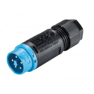 Разъем RST16I5 S S1 ZT6S H BL, Вилочный разъем на кабель диам. 7,1-13 мм, IP68(69k), 5 полюсов, цвет: голубой, номинальные характеристики: 250V/400V 16A, серия gesis RST MINI