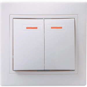 Выключатель 2-кл. СП Кварта 10А IP20 ВС10-2-1-КБ с индикацией бел. EVK21-K01-10-DM