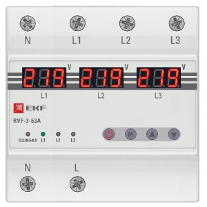 Реле выбора фаз с дисплеем RVF-3-63А PROxima RVF-3-63a