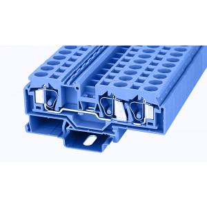 Проходная клемма WS10-TW-01P-12-00Z(H), Проходная клемма, 3 точки подключения, тип фиксации провода: пружинный, номинальное сечение: 10 мм кв., 57A, 800V, ширина: 10 мм, цвет: синий, тип монтажа: DIN35