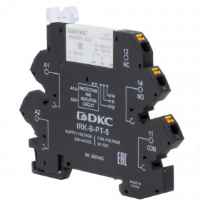 Реле интерфейсное, 1CO, ком. ток 6А, AgSnO2, напряжение 230V AC/DC, push-in клеммы. IRK-230UC-1CO-PT