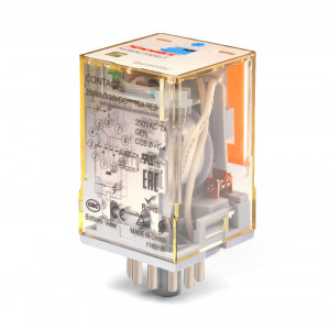 Реле RUB3C5110LT, Реле общего назначения, 3 группы переключающих контактов, 110VDC, 10A, светодиодная индикация, тестовая кнопка, для колодок серий: SUB11-E, SUB11-A