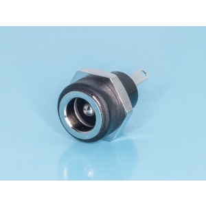 DJK-08B, Разъем питания штыревой 2,5мм, вилка на приборный блок, под гайку, мини