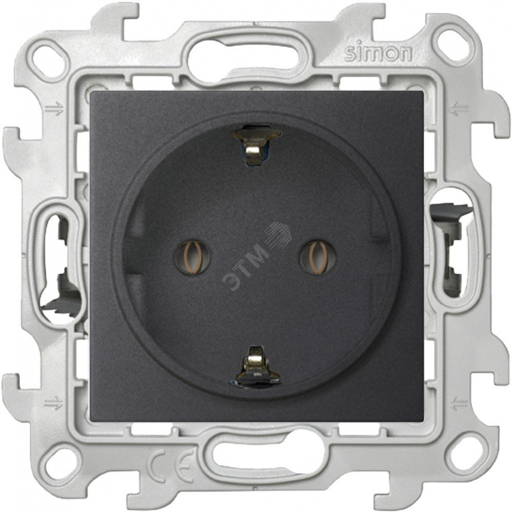 Изображение товара Розетка 1-м СП 24 16А IP20 графит без шторок механизм Push&Go Simon