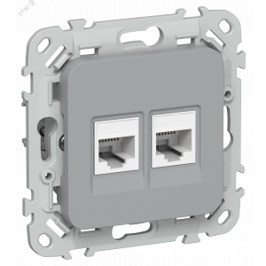 FLITE Розетка 2-местная компьютерная RJ45 категория 5Е UTP РК5е-2-0-ФлС серый IEK FI-K22-1-K03