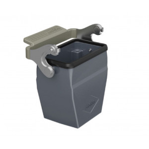 Крышка разъема H10B-CTCH-1L-M32, Крышка разъема на кабель, типоразмер 10B, высокое исполнение, с уплотнителем, 1 отверстие с резьбой для кабельных вводов M32x1,5, с верхним расположением, с одной металлической защелкой, материал корпуса: алюминиевый сплав