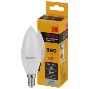 Лампочка светодиодная Kodak LED KODAK B35-11W-840-E14 E14 / Е14 11Вт свеча нейтральный белый свет(кр.1шт) [Б0057630]