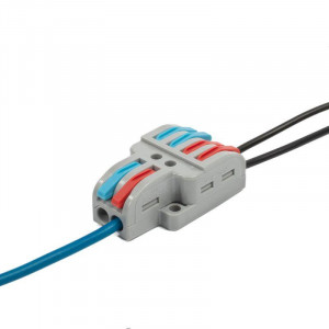 СМК 222-424, Клемма соединительная ответвительная 2 на 4 контакта, рычажный прижим проводов сечением 0.08-4мм2, с монтажным фланцем