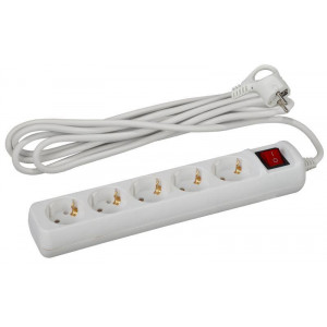 Удлинитель 5х5м с заземл. 16А IP20 U-5es-5m-3х1 ПВС 3х1 с выкл. Б0028383