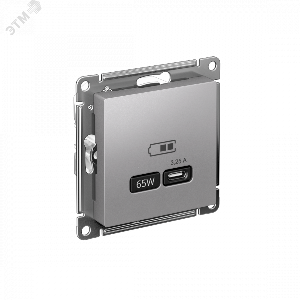 Изображение товара USB розетка ATLASDESIGN тип-C 65W высокая мощность с механизмом алюминий
