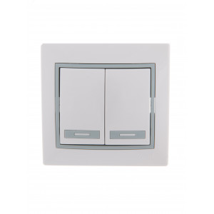 Выключатель 2-кл. СП Mira 10А IP20 с сер. вставкой бел. 701-0215-101