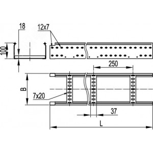Лоток лестничный 300х100 L3000 сталь 1.5мм LL1030