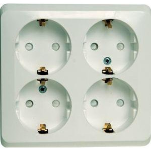 Розетка 4-м ОП Этюд 16А 250В с заземл. с заземл. защ. шторки бел. SE PA16-208B