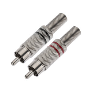 Разъем штекер RCA металл пайка черный/красный 14-0405-4, Цена за 1шт