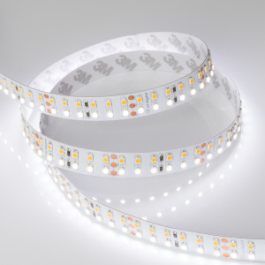 Лента RT 2-5000 24V White-MIX 2x2 (3528, 1200 LED, LUX) 011960(1), Мультибелая MIX (2 оттенка) лента LUX, светодиоды smd 3528 в 2 ряда, 240шт/м (1200шт на 5м), белая плата 15мм, скотч 3М. Цвет БЕЛЫЙ 6000К + ТЁПЛЫЙ 2700 (1-й ряд W, 2-й ряд WW), угол 120°. Питание 24V, мощность 9.6 Вт/м на канал. Общая мощность 96 Вт на 5м