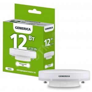 Лампа светодиодная T80 таблетка 12Вт 230В 4000К GX53 GENERICA LL-T80-12-230-40-GX53-G