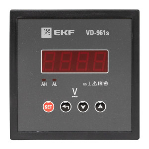 Вольтметр VD-961s цифровой на панель 96x96 (квадратный вырез) однофазный в коротком корпусе EKF PROxima VD-961s