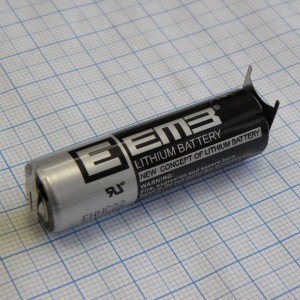 ER14505-VB 3.6V, Li, SOCl2 батарея типоразмера AA, 3.6В, 2.4Ач, приваренные выводы, -55...85 °C