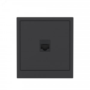 Компьютерная розетка RJ-45 без шторки, кат.5е одинарная, KANT, черный уголь 7012663