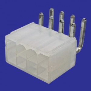 MF-2X4R, Разъем питания Mini-Fit 8 контактов, вилка угловая на плату, шаг 4,2мм