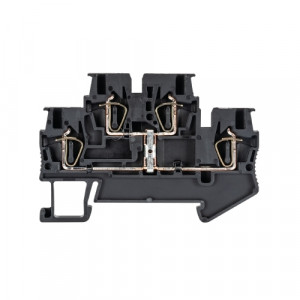 Этажная клемма WKF 1,5 E2/VB/35, Этажная клемма, 2 этажа, межэтажное соединение, тип фиксации провода: пружинный, номинальное сечение: 1.5 мм кв., 17,5A, 500V, ширина: 4 мм, цвет: черный, тип монтажа: DIN35